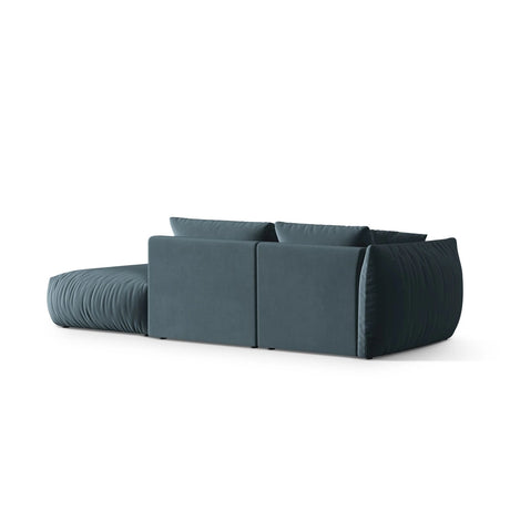 Chris 3-Sitzer Sofa, Rechts, mit Poufmodul, in Leinenoptik aus Samt (CasDaBl) in Pastel Blue, 315x100 cm – Bild 5
