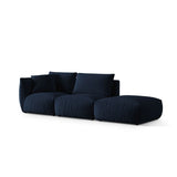 Chris 3-Sitzer Sofa, Rechts, mit Poufmodul, in Leinenoptik aus Samt (CasDeBl) in Königsblau, 315x100 cm – Bild 4