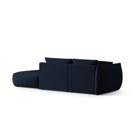 Chris 3-Sitzer Sofa, Rechts, mit Poufmodul, in Leinenoptik aus Samt (CasDeBl) in Königsblau, 315x100 cm – Bild 5