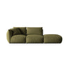 Chris 3-Sitzer Sofa, Rechts, mit Poufmodul, in Leinenoptik aus Samt (CasFor) in Light Green, 315x100 cm – Bild 1