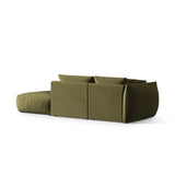Chris 3-Sitzer Sofa, Rechts, mit Poufmodul, in Leinenoptik aus Samt (CasFor) in Light Green, 315x100 cm – Bild 5