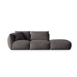 Chris 3-Sitzer Sofa, Rechts, mit Poufmodul, in Leinenoptik aus Samt (CasGraph) in Dunkelgrau, 315x100 cm – Bild 1