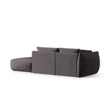 Chris 3-Sitzer Sofa, Rechts, mit Poufmodul, in Leinenoptik aus Samt (CasGraph) in Dunkelgrau, 315x100 cm – Bild 5