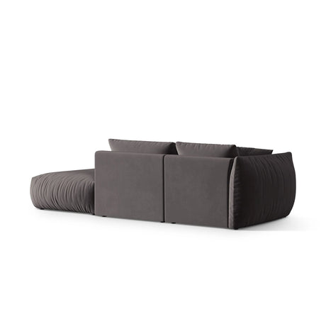 Chris 3-Sitzer Sofa, Rechts, mit Poufmodul, in Leinenoptik aus Samt (CasGraph) in Dunkelgrau, 315x100 cm – Bild 5
