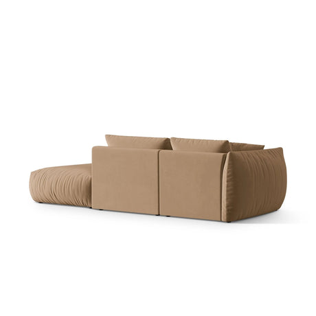 Chris 3-Sitzer Sofa, Rechts, mit Poufmodul, in Leinenoptik aus Samt (CasLio) in Sand, 315x100 cm – Bild 5