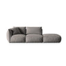 Chris 3-Sitzer Sofa, Rechts, mit Poufmodul, in Leinenoptik aus Samt (CasSto) in Grau, 315x100 cm – Bild 1