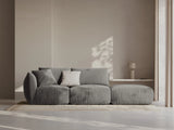 Chris 3-Sitzer Sofa, Rechts, mit Poufmodul, in Leinenoptik aus Samt (CasSto) in Grau, 315x100 cm – Bild 2