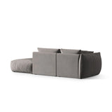 Chris 3-Sitzer Sofa, Rechts, mit Poufmodul, in Leinenoptik aus Samt (CasSto) in Grau, 315x100 cm – Bild 5