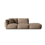 Chris 3-Sitzer Sofa, Rechts, mit Poufmodul, in Leinenoptik aus Samt (CasTau) in Light Brown, 315x100 cm – Bild 1