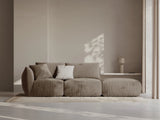 Chris 3-Sitzer Sofa, Rechts, mit Poufmodul, in Leinenoptik aus Samt (CasTau) in Light Brown, 315x100 cm – Bild 2
