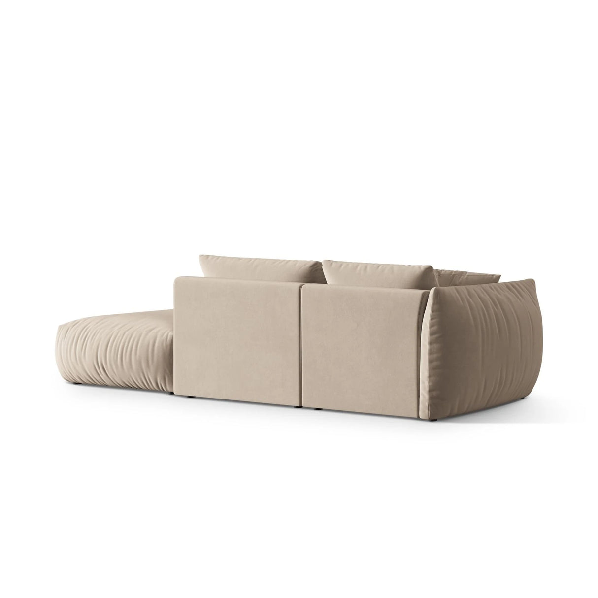 Chris 3-Sitzer Sofa, Rechts, mit Poufmodul, in Leinenoptik aus Samt oder Strukturstoff, 315x100 cm – Bild 5