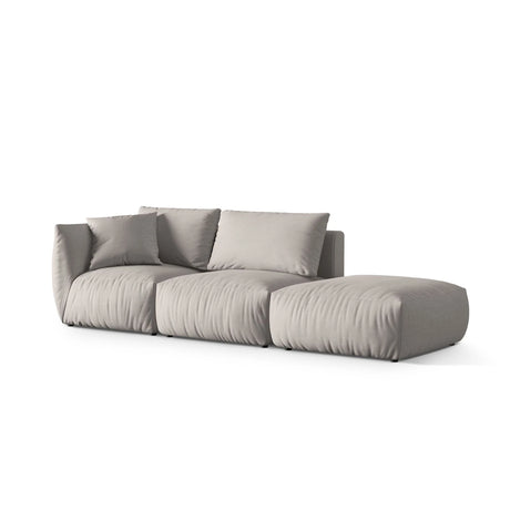 Chris 3-Sitzer Sofa, Rechts, mit Poufmodul, in Leinenoptik aus Strukturierter Stoff (LIN04) in Natural, 315x100 cm – Bild 4
