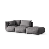 Chris 3-Sitzer Sofa, Rechts, mit Poufmodul, in Leinenoptik aus Strukturierter Stoff (LIN32) in Sand, 315x100 cm – Bild 4