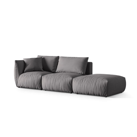 Chris 3-Sitzer Sofa, Rechts, mit Poufmodul, in Leinenoptik aus Strukturierter Stoff (LIN32) in Sand, 315x100 cm – Bild 4