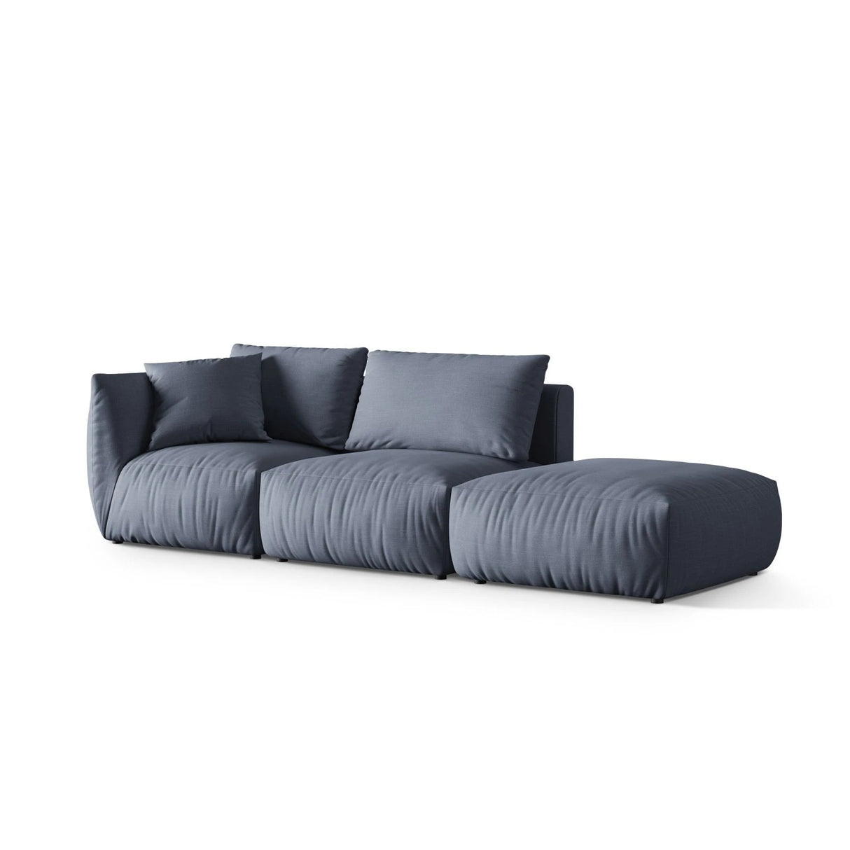 Chris 3-Sitzer Sofa, Rechts, mit Poufmodul, in Leinenoptik aus Strukturierter Stoff (LIN74) in Light Green, 315x100 cm – Bild 4