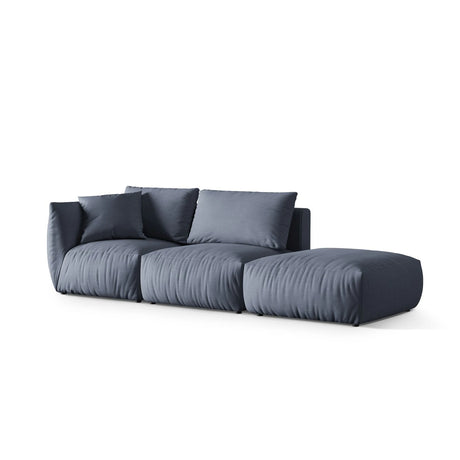 Chris 3-Sitzer Sofa, Rechts, mit Poufmodul, in Leinenoptik aus Strukturierter Stoff (LIN74) in Light Green, 315x100 cm – Bild 4