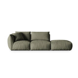 Chris 3-Sitzer Sofa, Rechts, mit Poufmodul, in Leinenoptik aus Strukturierter Stoff (LIN81) in Muted Blue, 315x100 cm – Bild 1