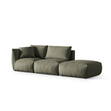 Chris 3-Sitzer Sofa, Rechts, mit Poufmodul, in Leinenoptik aus Strukturierter Stoff (LIN81) in Muted Blue, 315x100 cm – Bild 4