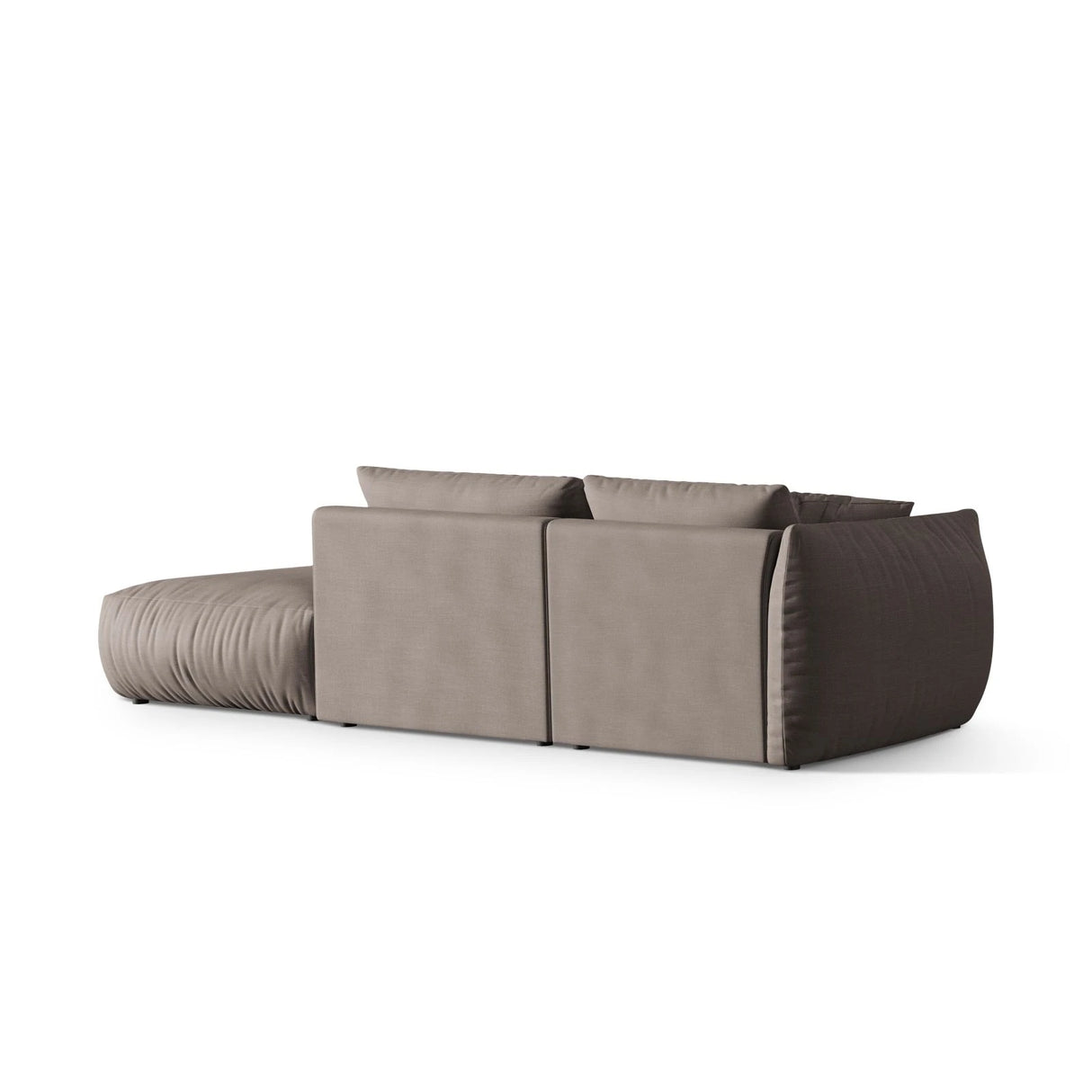 Chris 3-Sitzer Sofa, Rechts, mit Poufmodul, in Leinenoptik aus Strukturierter Stoff (LINS07) in Concrete, 315x100 cm – Bild 5