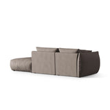 Chris 3-Sitzer Sofa, Rechts, mit Poufmodul, in Leinenoptik aus Strukturierter Stoff (LINS07) in Concrete, 315x100 cm – Bild 5