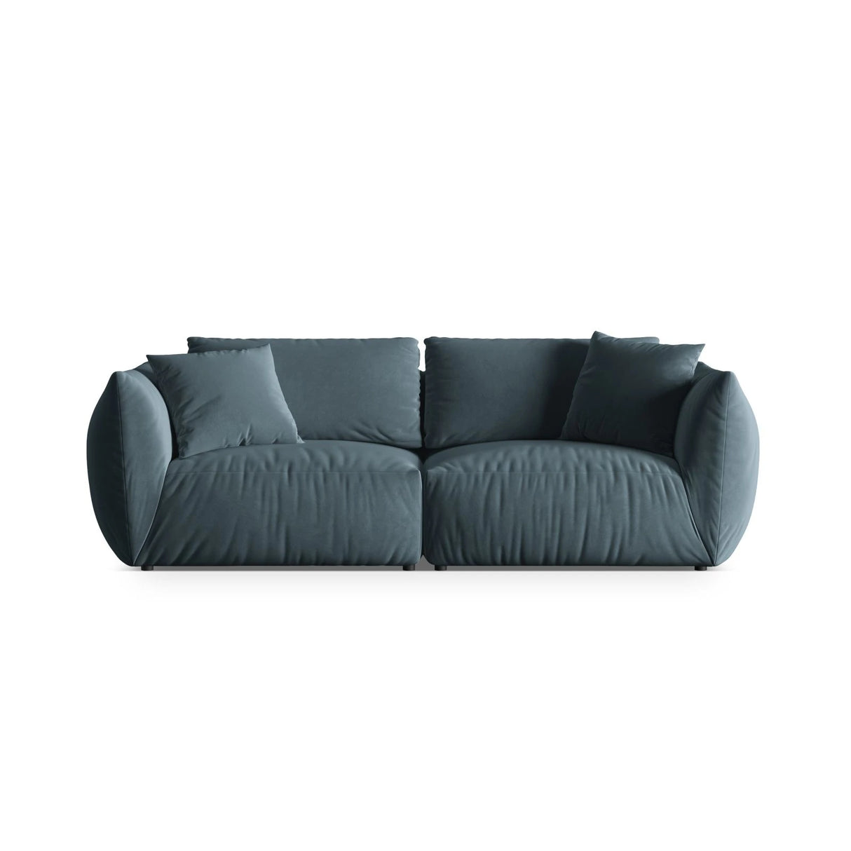 Chris 4-Sitzer Sofa in Leinenoptik aus Samt (CasDaBl) in Pastel Blue, 260x100 cm – Bild 1