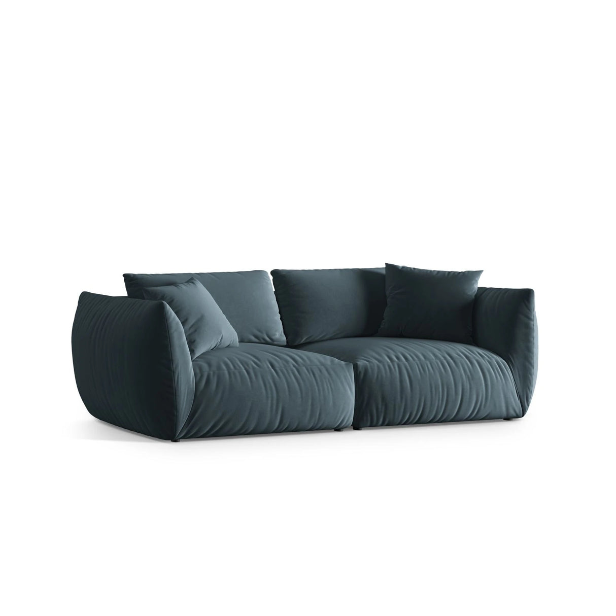 Chris 4-Sitzer Sofa in Leinenoptik aus Samt (CasDaBl) in Pastel Blue, 260x100 cm – Bild 3