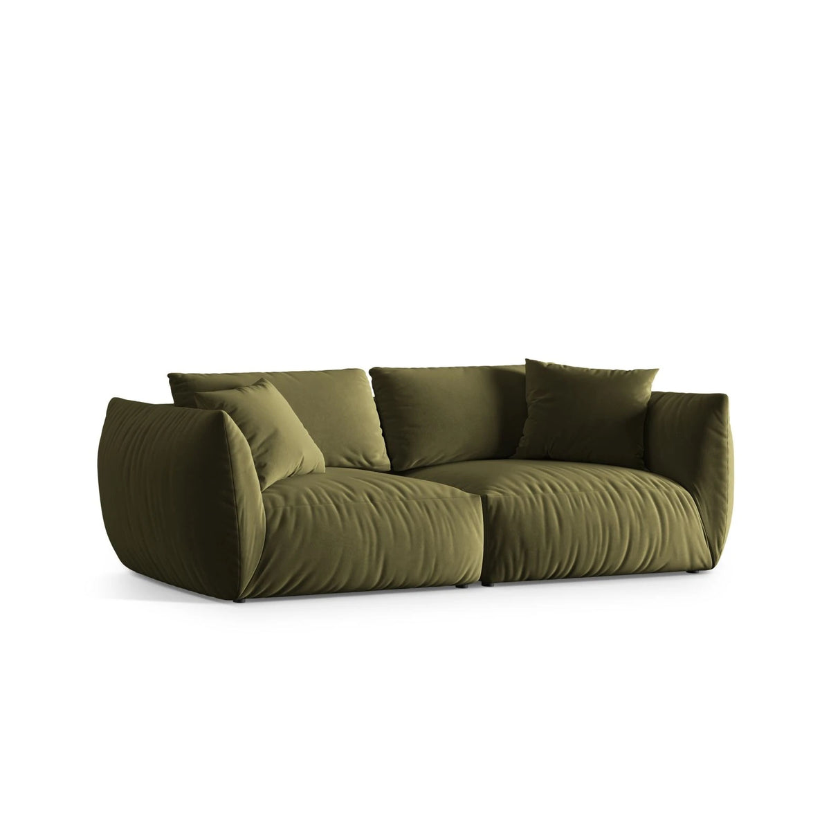 Chris 4-Sitzer Sofa in Leinenoptik aus Samt (CasFor) in Light Green, 260x100 cm – Bild 3