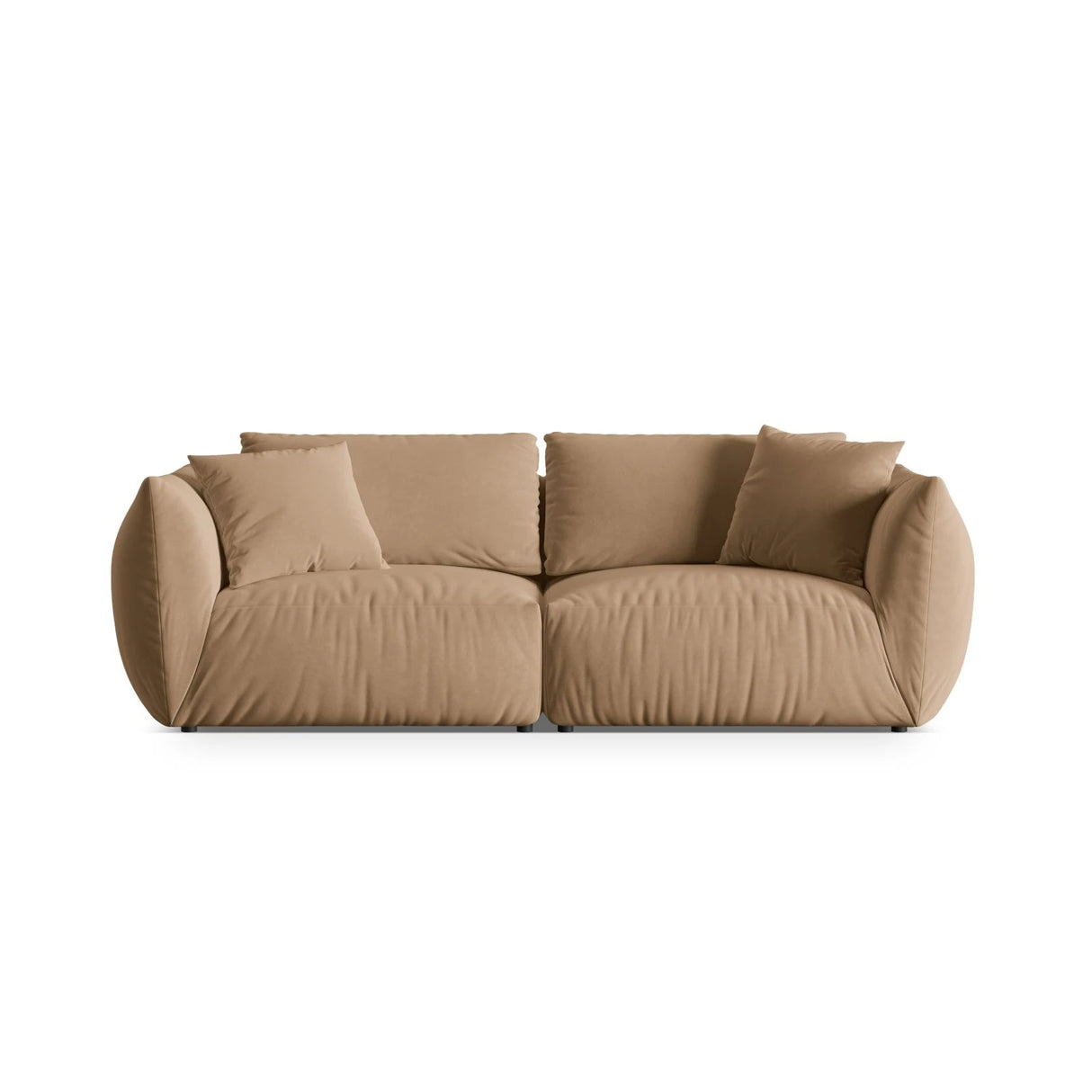 Chris 4-Sitzer Sofa in Leinenoptik aus Samt (CasLio) in Sand, 260x100 cm – Bild 1