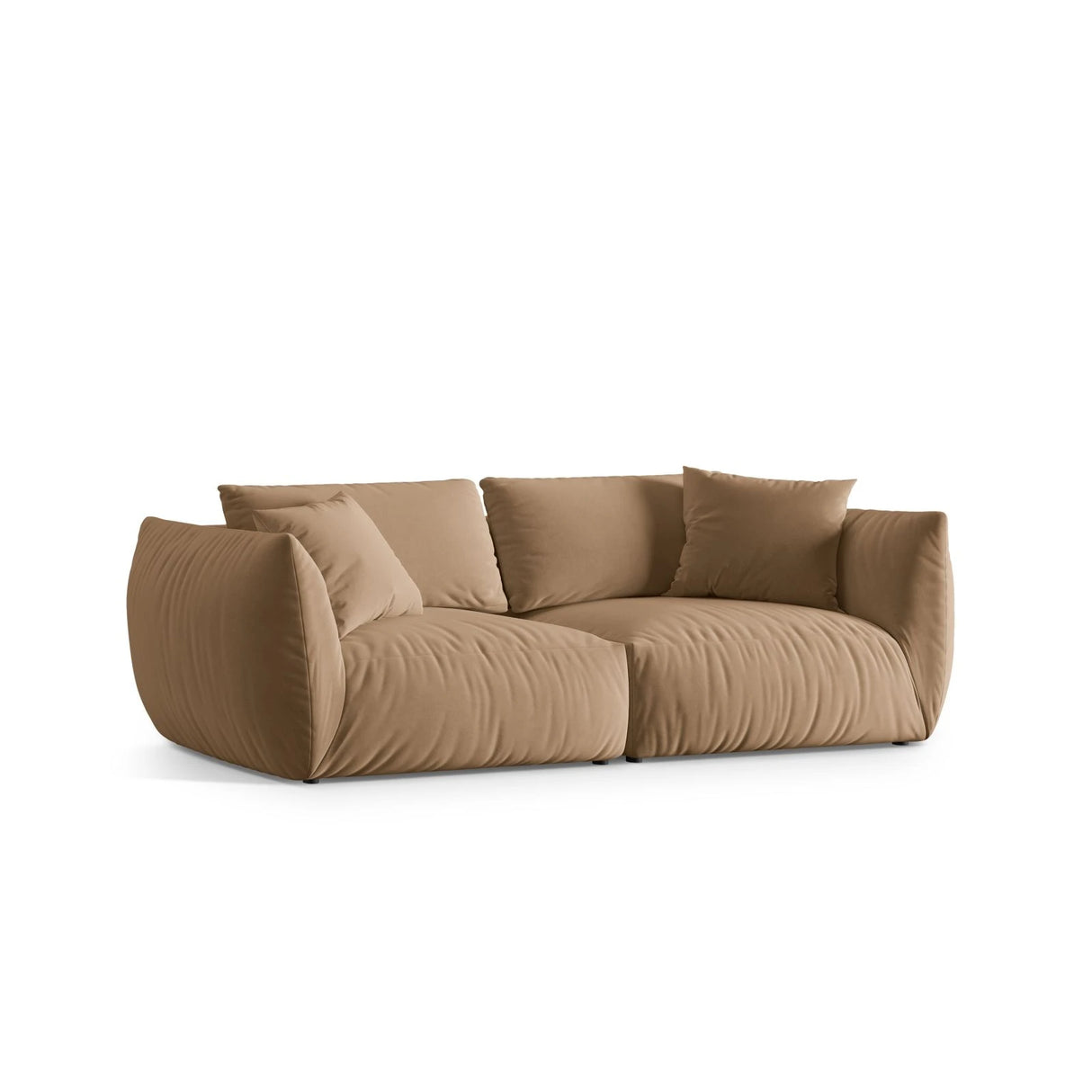 Chris 4-Sitzer Sofa in Leinenoptik aus Samt (CasLio) in Sand, 260x100 cm – Bild 3