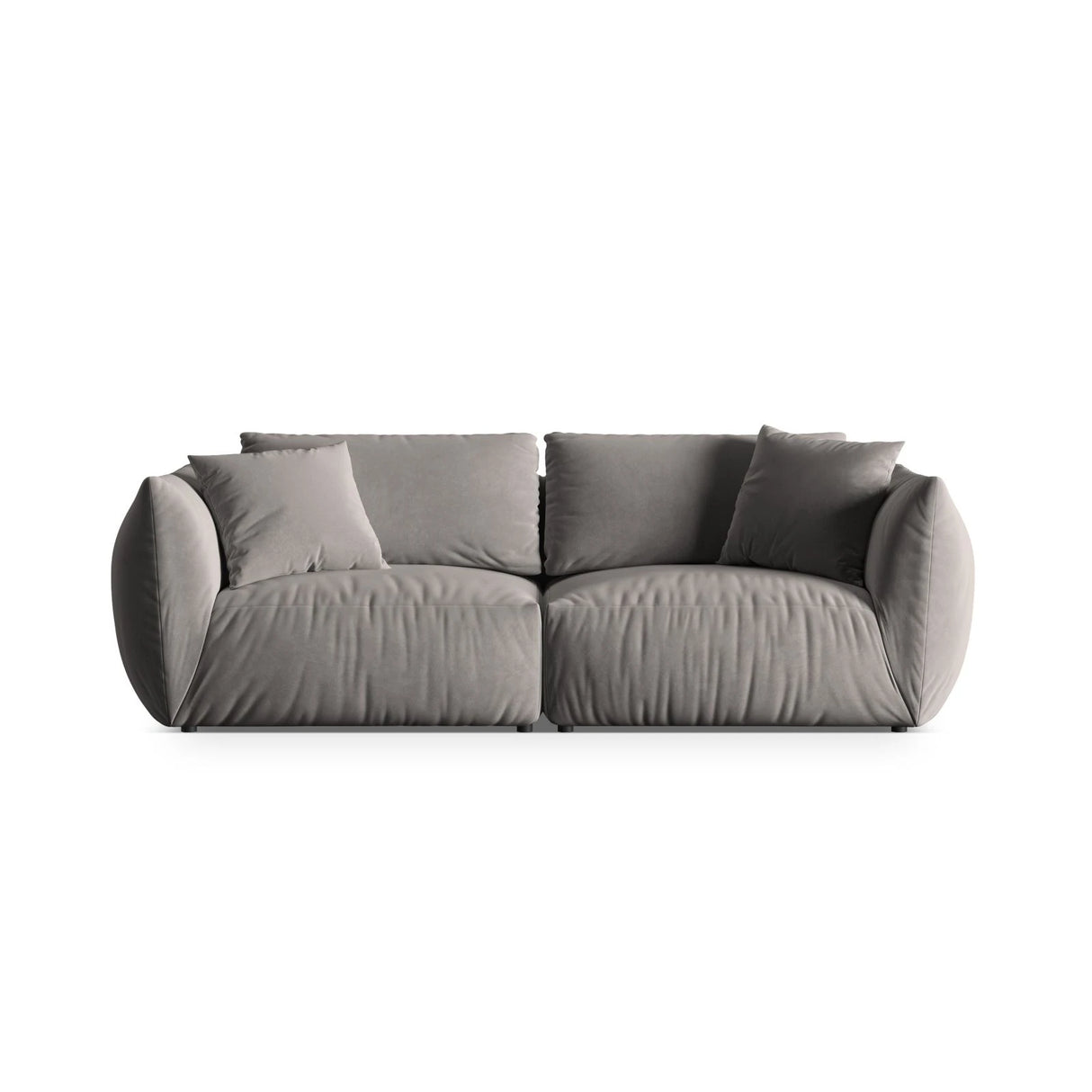 Chris 4-Sitzer Sofa in Leinenoptik aus Samt (CasSto) in Grau, 260x100 cm – Bild 1