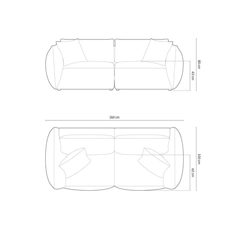 Chris 4-Sitzer Sofa in Leinenoptik aus Samt (CasSto) in Grau, 260x100 cm – Bild 2