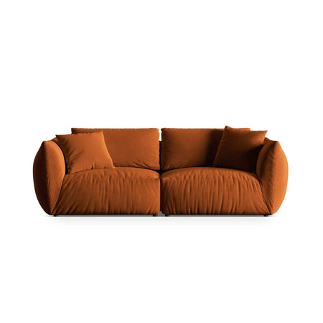 Chris 4-Sitzer Sofa in Leinenoptik aus Samt (CasTerr) in Terrakotta, 260x100 cm – Bild 1