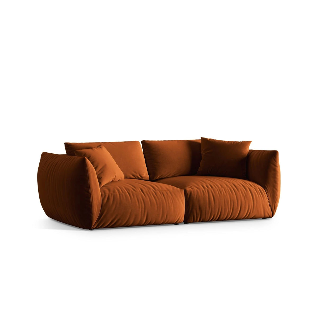 Chris 4-Sitzer Sofa in Leinenoptik aus Samt (CasTerr) in Terrakotta, 260x100 cm – Bild 3