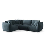 Chris 5-Sitzer Ecksofa Links, in Leinenoptik aus Samt (CasDaBl) in Pastel Blue, 295x210 cm – Bild 4