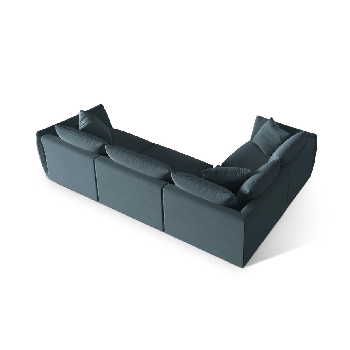 Chris 5-Sitzer Ecksofa Links, in Leinenoptik aus Samt (CasDaBl) in Pastel Blue, 295x210 cm – Bild 5