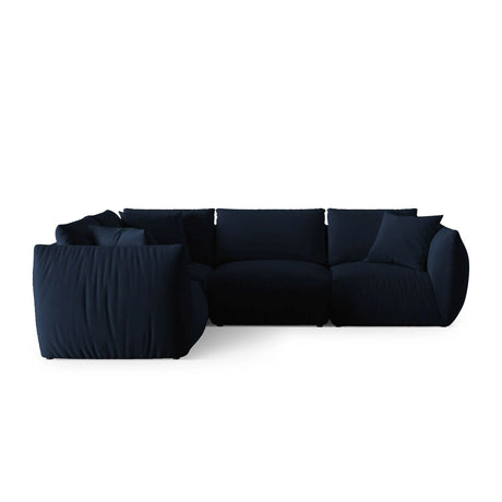 Chris 5-Sitzer Ecksofa Links, in Leinenoptik aus Samt (CasDeBl) in Königsblau, 295x210 cm – Bild 1