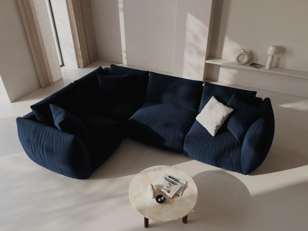 Chris 5-Sitzer Ecksofa Links, in Leinenoptik aus Samt (CasDeBl) in Königsblau, 295x210 cm – Bild 2