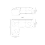 Chris 5-Sitzer Ecksofa Links, in Leinenoptik aus Samt (CasDeBl) in Königsblau, 295x210 cm – Bild 3