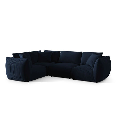 Chris 5-Sitzer Ecksofa Links, in Leinenoptik aus Samt (CasDeBl) in Königsblau, 295x210 cm – Bild 4