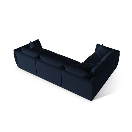 Chris 5-Sitzer Ecksofa Links, in Leinenoptik aus Samt (CasDeBl) in Königsblau, 295x210 cm – Bild 5
