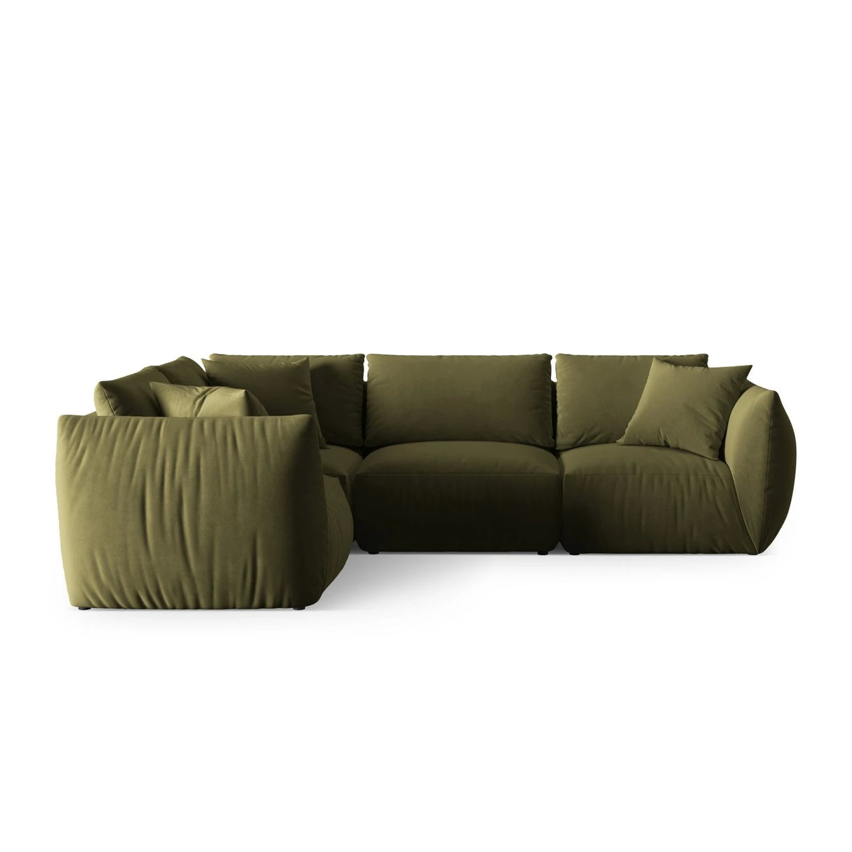 Chris 5-Sitzer Ecksofa Links, in Leinenoptik aus Samt (CasFor) in Light Green, 295x210 cm – Bild 1