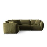 Chris 5-Sitzer Ecksofa Links, in Leinenoptik aus Samt (CasFor) in Light Green, 295x210 cm – Bild 1