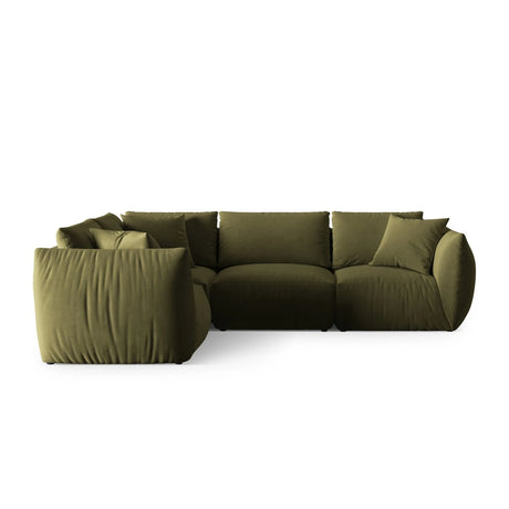 Chris 5-Sitzer Ecksofa Links, in Leinenoptik aus Samt (CasFor) in Light Green, 295x210 cm – Bild 1
