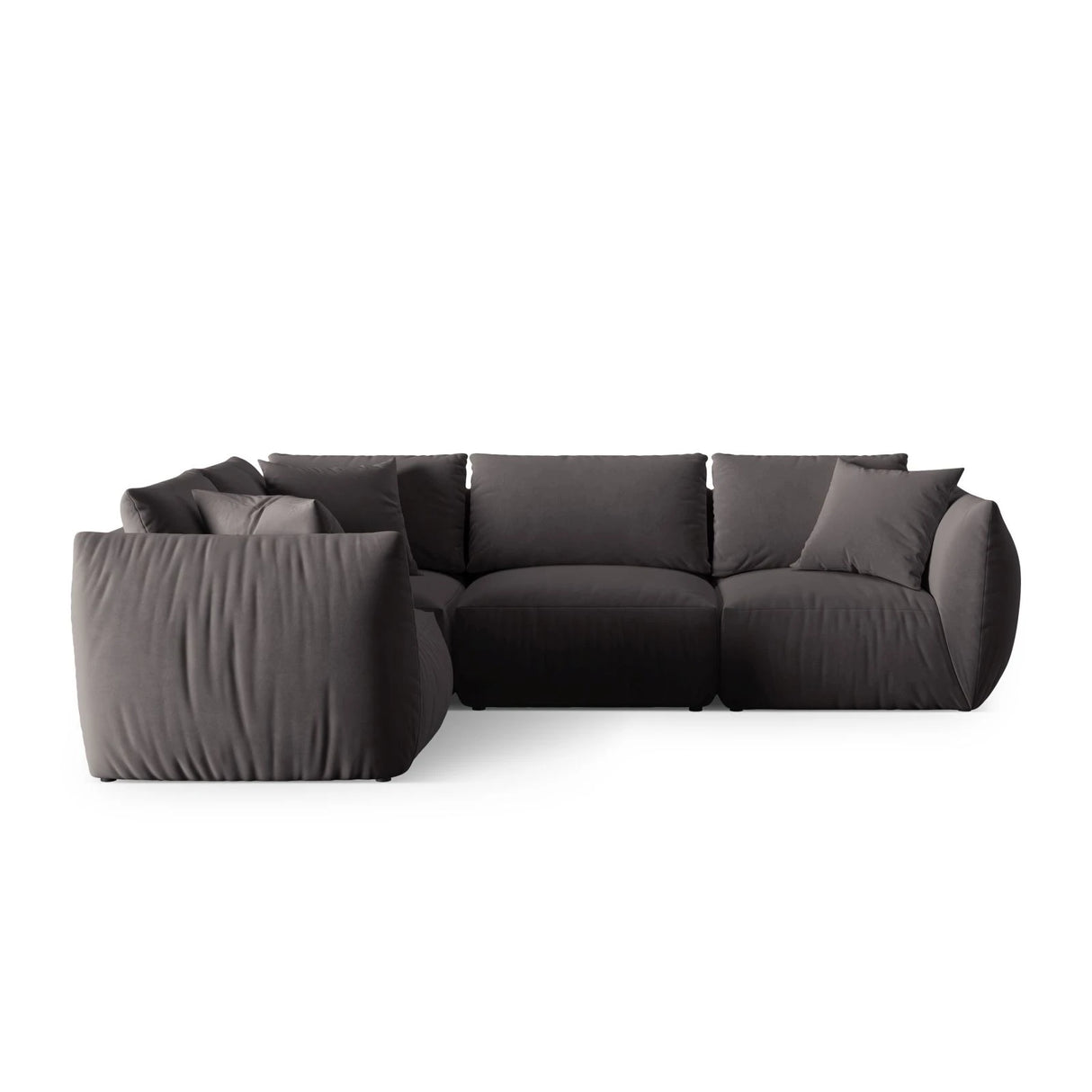 Chris 5-Sitzer Ecksofa Links, in Leinenoptik aus Samt (CasGraph) in Dunkelgrau, 295x210 cm – Bild 1