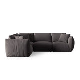 Chris 5-Sitzer Ecksofa Links, in Leinenoptik aus Samt (CasGraph) in Dunkelgrau, 295x210 cm – Bild 1