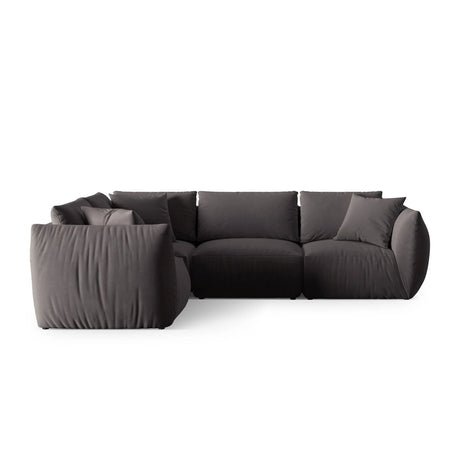 Chris 5-Sitzer Ecksofa Links, in Leinenoptik aus Samt (CasGraph) in Dunkelgrau, 295x210 cm – Bild 1