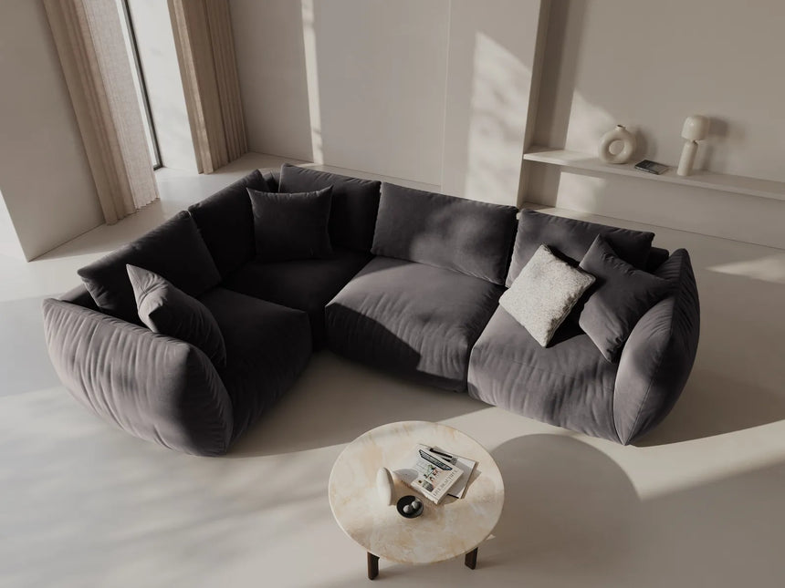 Chris 5-Sitzer Ecksofa Links, in Leinenoptik aus Samt (CasGraph) in Dunkelgrau, 295x210 cm – Bild 2
