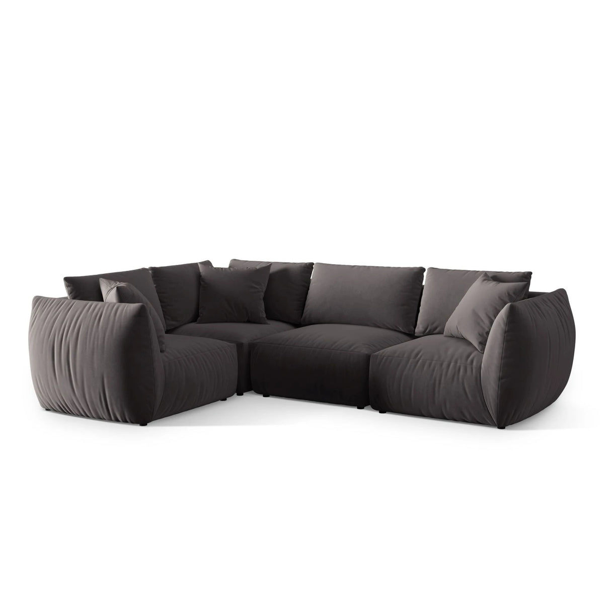 Chris 5-Sitzer Ecksofa Links, in Leinenoptik aus Samt (CasGraph) in Dunkelgrau, 295x210 cm – Bild 4