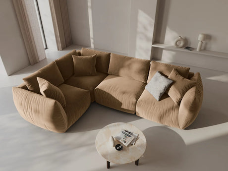 Chris 5-Sitzer Ecksofa Links, in Leinenoptik aus Samt (CasLio) in Sand, 295x210 cm – Bild 2