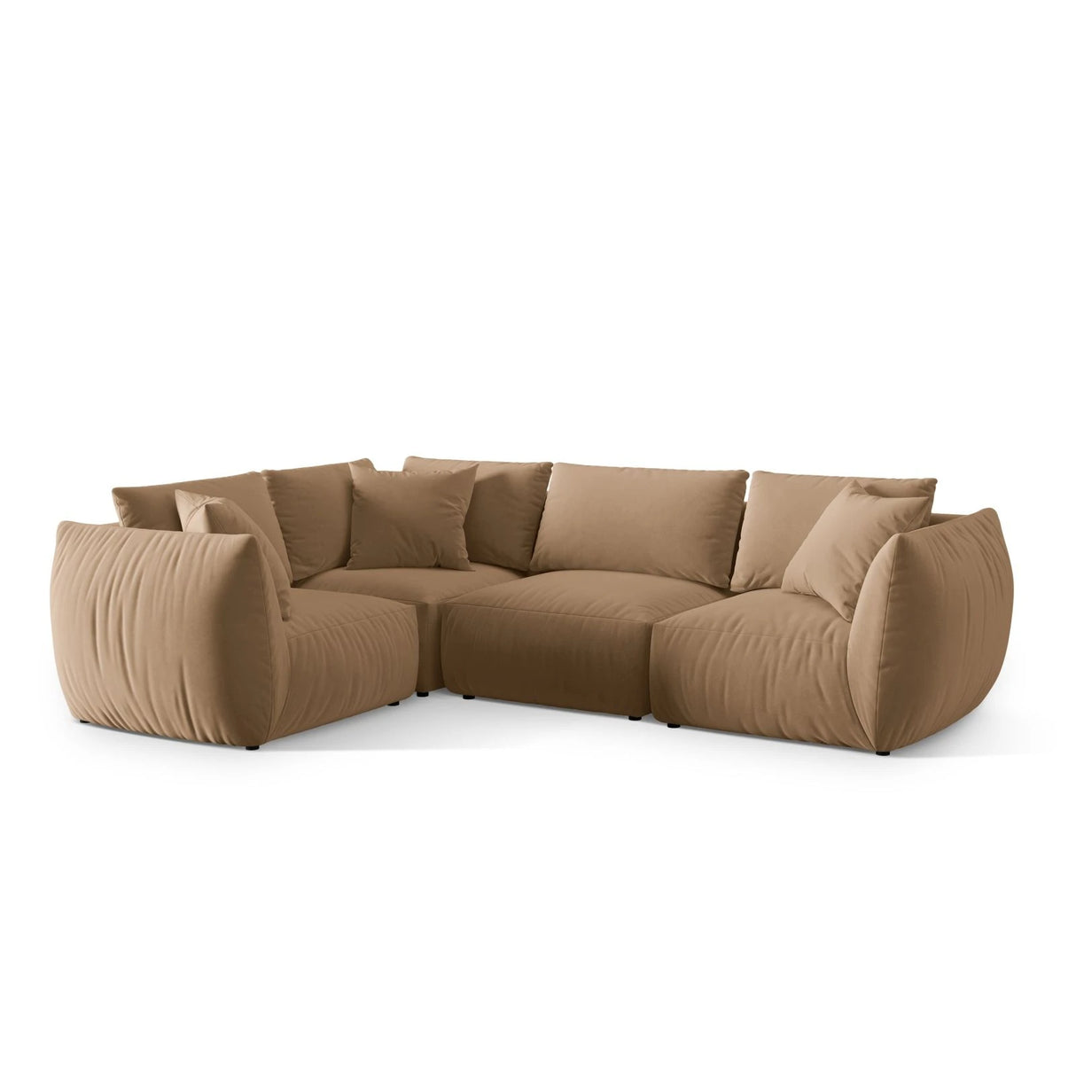 Chris 5-Sitzer Ecksofa Links, in Leinenoptik aus Samt (CasLio) in Sand, 295x210 cm – Bild 4